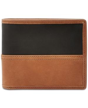 Fossil Men's Tate Rfid Leather Flip Id Bifold Wallet