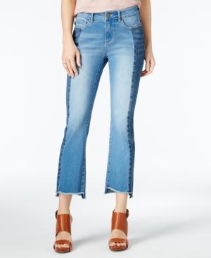 William Rast Cropped Frayed Two-tone Flared Jeans