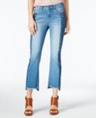 William Rast Cropped Frayed Two-tone Flared Jeans