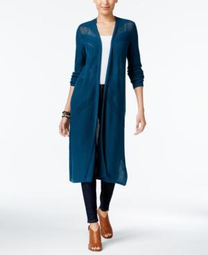 Style & Co Petite Pointelle Open-front Duster Cardigan, Created For Macy's