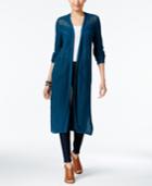 Style & Co Petite Pointelle Open-front Duster Cardigan, Created For Macy's