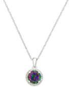 Mystic Topaz (1-1/2 Ct. T.w.) And Diamond Accent Round Pendant Necklace In 14k White Gold