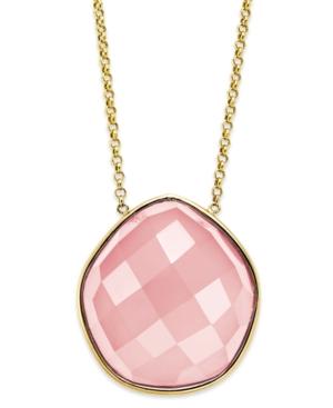 14k Gold Necklace, Faceted Pink Agate Pentagon Necklace (28 Ct. T.w.)