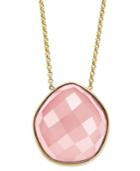 14k Gold Necklace, Faceted Pink Agate Pentagon Necklace (28 Ct. T.w.)