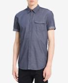 Calvin Klein Jeans Men's Geo-print Chambray Utility Shirt