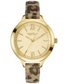 Caravelle New York By Bulova Women's Metallic Leopard Print Leather Strap Watch 37mm 44l161