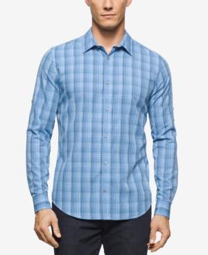 Calvin Klein Men's Long Sleeve Twill Plaid Rollup Shirt