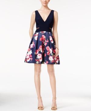 Xscape Floral-print Fit & Flare Dress