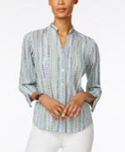 Alfred Dunner Printed Split-neck Shirt