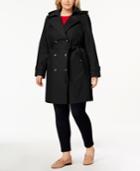 London Fog Plus Size Hooded Double-breasted Trench Coat
