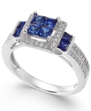 Sapphire (1 Ct. T.w.) & Diamond (1/4 Ct. T.w.) Ring In 14k White Gold