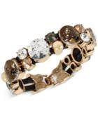Betsey Johnson Gold-tone Patina Stone Cluster Stretch Bracelet