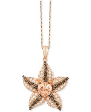 Le Vian Chocolatier Peach Morganite (5/8 Ct. T.w.) And Diamond (7/8 Ct. T.w.) Starfish 18 Pendant Necklace In 14k Rose Gold