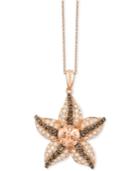 Le Vian Chocolatier Peach Morganite (5/8 Ct. T.w.) And Diamond (7/8 Ct. T.w.) Starfish 18 Pendant Necklace In 14k Rose Gold
