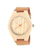 Earth Wood Aztec Leather-band Watch Khaki 43mm
