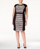 Connected Plus Size Printed Cap-sleeve Sheath Dress