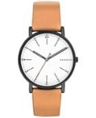 Skagen Unisex Signature Tan Leather Strap Watch 40mm Skw6352