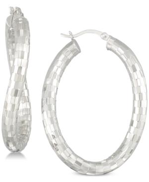 Simone I. Smith Textured Wavy Hoop Earrings In Sterling Silver