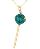 Sis By Simone I Smith 18k Gold Over Sterling Silver Necklace, Green Crystal Mini Lollipop Pendant