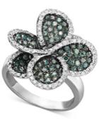 Bella Bleu By Effy Diamond Blue And White Diamond Pave Flower Ring (1-3/8 Ct. T.w.) In 14k White Gold