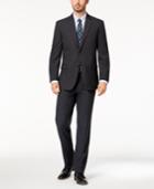 Tommy Hilfiger Men's Slim-fit Stretch Performance Charcoal/blue Tonal Plaid Suit