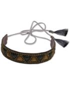 Deepa Two-tone Crystal & Tassel Suede Headband
