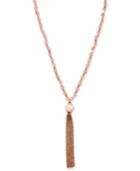 Vera Bradley Rose Gold-tone Pink Bead Tassel Pendant Necklace