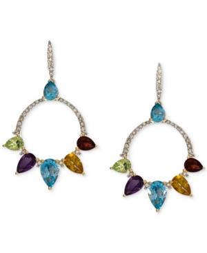Multi-gemstone Drop (2-1/4 Ct. T.w.) & Diamond (1/4 Ct. T.w.) Drop Earrings In 14k Gold