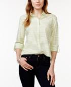 Charter Club Petite Striped Button-down Shirt, Only At Macy's