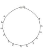 Giani Bernini Cubic Zirconia Dangle Ankle Bracelet In Sterling Silver, Created For Macy's