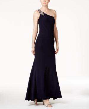 Vince Camuto Embellished One-shoulder Gown