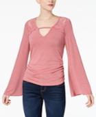 Bcx Juniors' Bell-sleeve Lace-trim Top