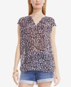 Two By Vince Camuto Printed Split-neck Blouse
