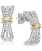 Diamond Three-row Hoop Earrings (1/10 Ct. T.w.) In 14k Gold And Sterling Silver