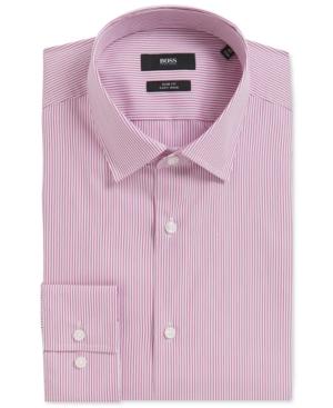 Boss Men's Slim-fit Pinstriped Stretch Cotton Dress Shirt