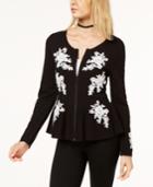 Inc International Concepts Embroidered Peplum Cardigan, Created For Macy's