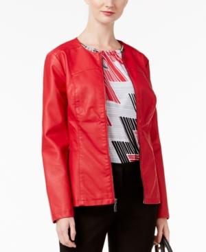Alfani Faux-leather Peplum Jacket, Created For Macy's