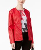 Alfani Faux-leather Peplum Jacket, Created For Macy's