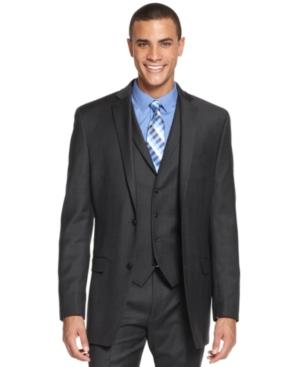 Alfani Red Charcoal Plaid Slim-fit Jacket