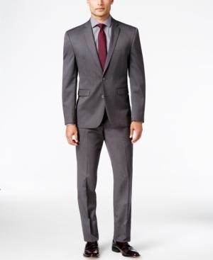 Vince Camuto Men's Slim-fit Charcoal Stripe Suit