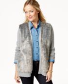 Charter Club Collarless Faux-fur Cardigan, Only At Macy's