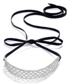 Inc International Concepts Silver-tone Scalloped Pave Black Ribbon Choker Necklace, Only At Macy's