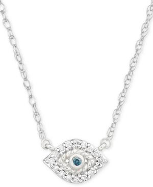 Elsie May Diamond Accent Evil Eye Pendant Necklace In Sterling Silver, 15 + 1 Extender