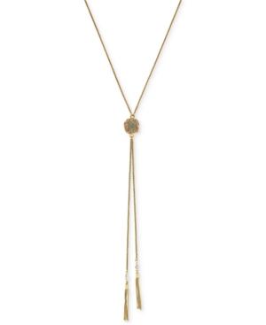 Vince Camuto Gold-tone Grey Stone Tassel Y Necklace