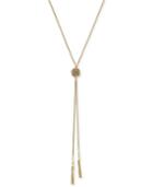 Vince Camuto Gold-tone Grey Stone Tassel Y Necklace