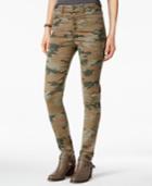 Tinseltown Juniors' Camo-print Button-closure Skinny Jeans