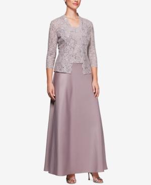 Alex Evenings Plus Size Sequined Lace Satin Dress & Jacket