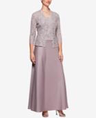 Alex Evenings Plus Size Sequined Lace Satin Dress & Jacket