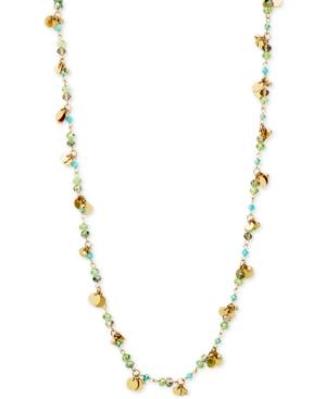 Lonna & Lilly Gold-tone Green And Blue Beaded Long Shaky Necklace