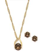 Charter Club Gold-tone Pave And Stone Pendant Necklace & Stud Earrings